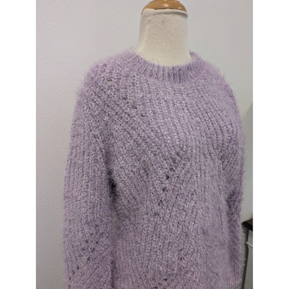 Talbots Lilac Purple Open Knit Cozy Soft Eyelash Sweater sz M Casual - Picture 3 of 8